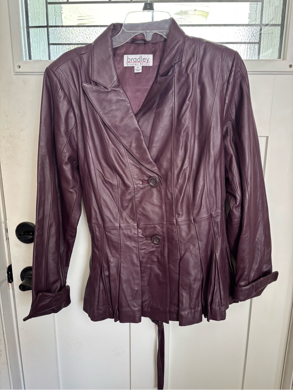 Leather Blazer Jacket in Plum